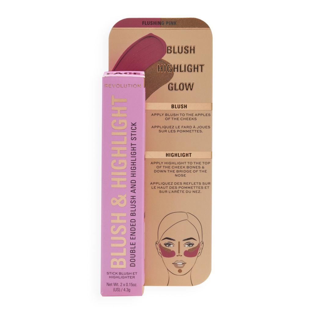 Revolution Blush & Highlight Stick Flushing Pink