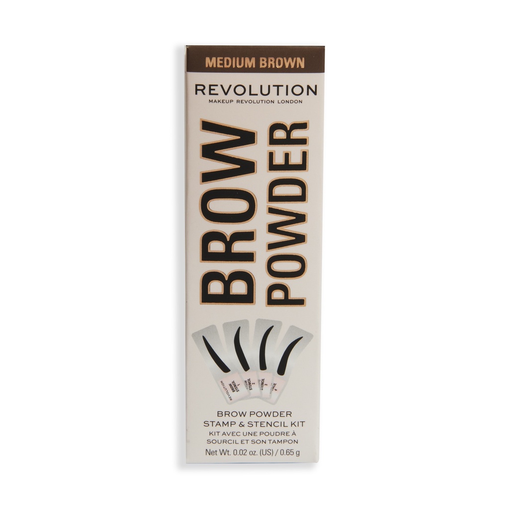 Revolution Brow Powder Stamp & Stencil Kit Dark Brown