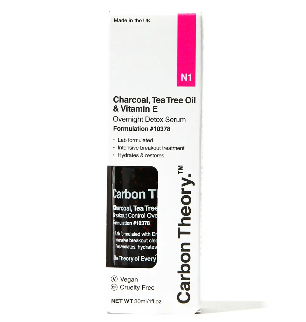 Carbon Theory Charcoal, Tea Tree Oil & Vitamin E Overnight Detox Serum 