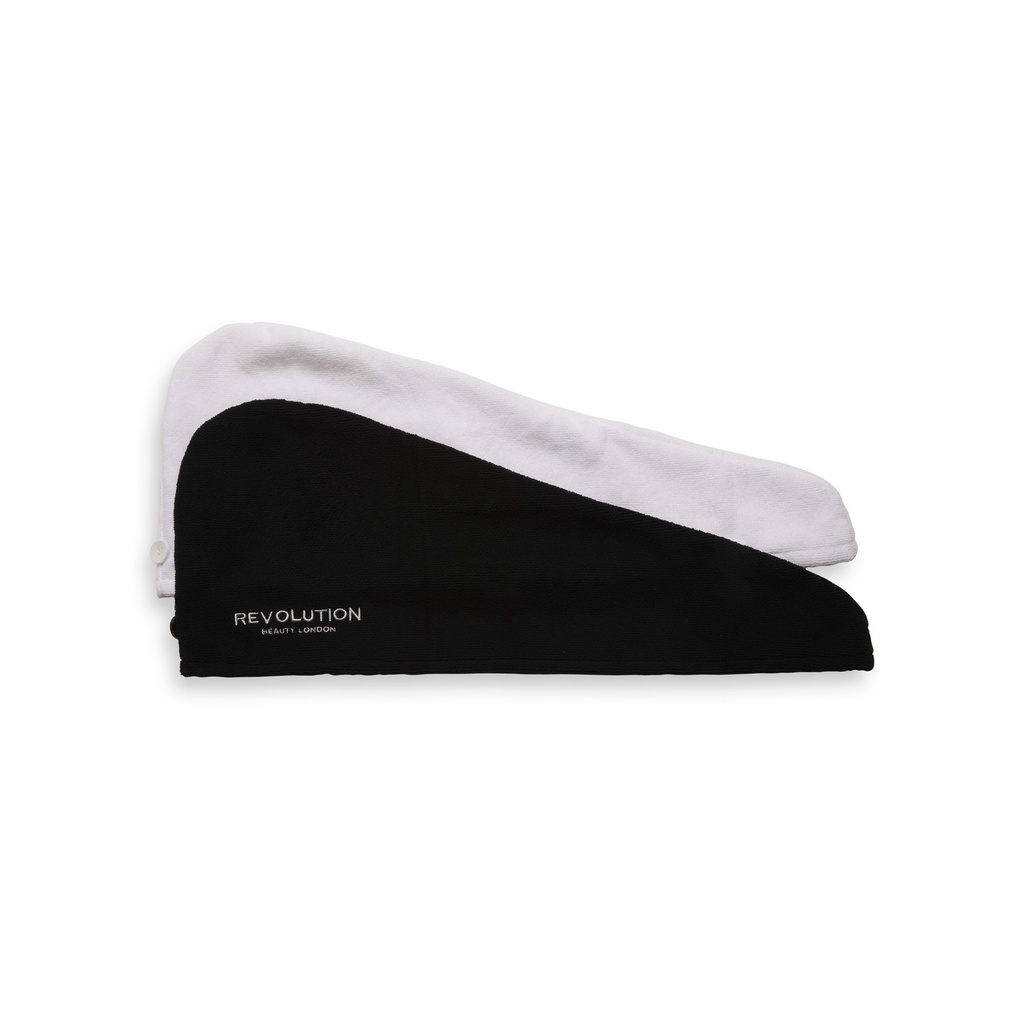Revolution Haircare 2pk Microfibre Hair Wrap Black/White
